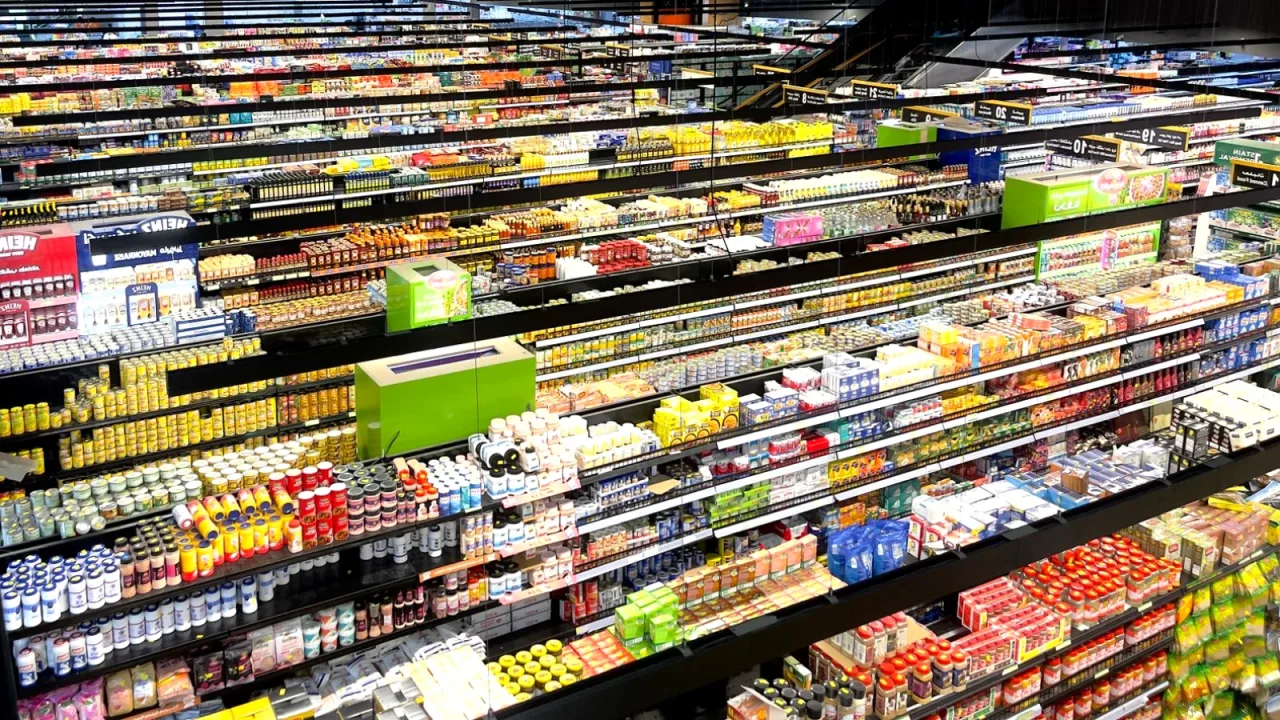 Market koridoru ve raflar